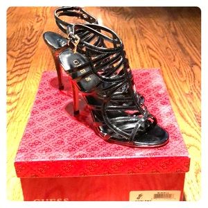 Guess Strappy Black Patent Heel